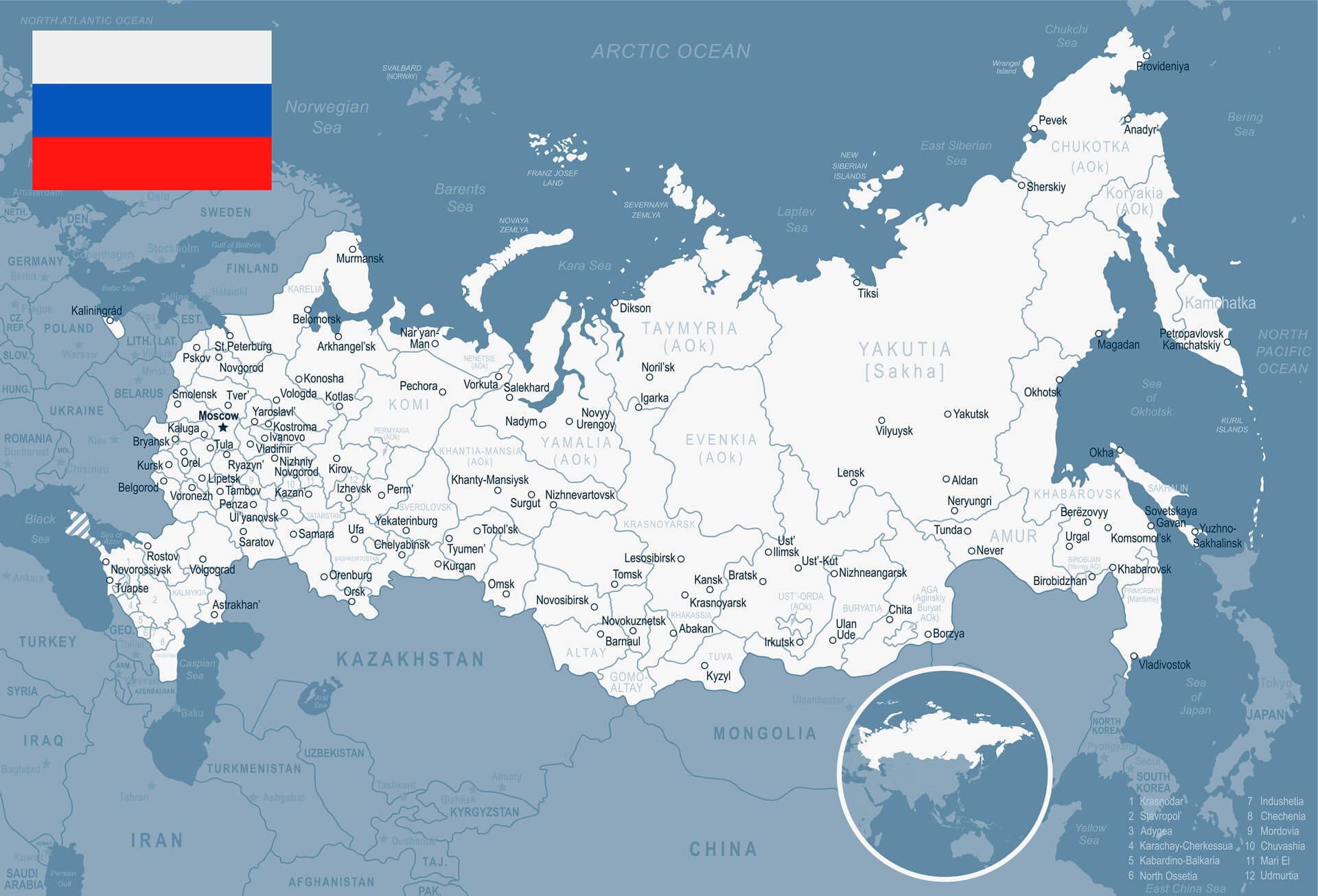 Rusya Haritası ve Bayrağı